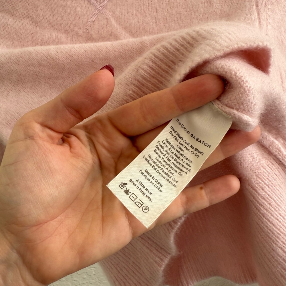 Aritzia Babaton 100% Cashmere Sweater Size Medium Pink - Picture 6 of 6